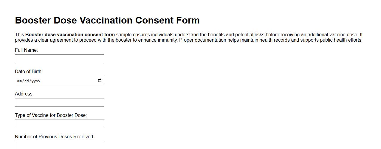 Booster dose vaccination consent form sample image preview