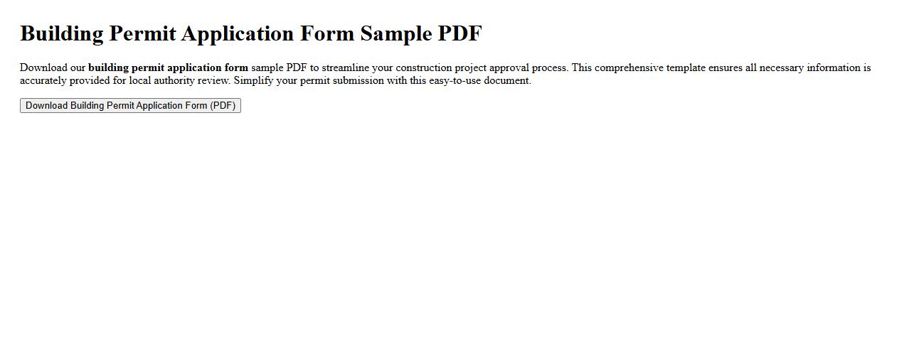 Building permit application form sample PDF image preview
