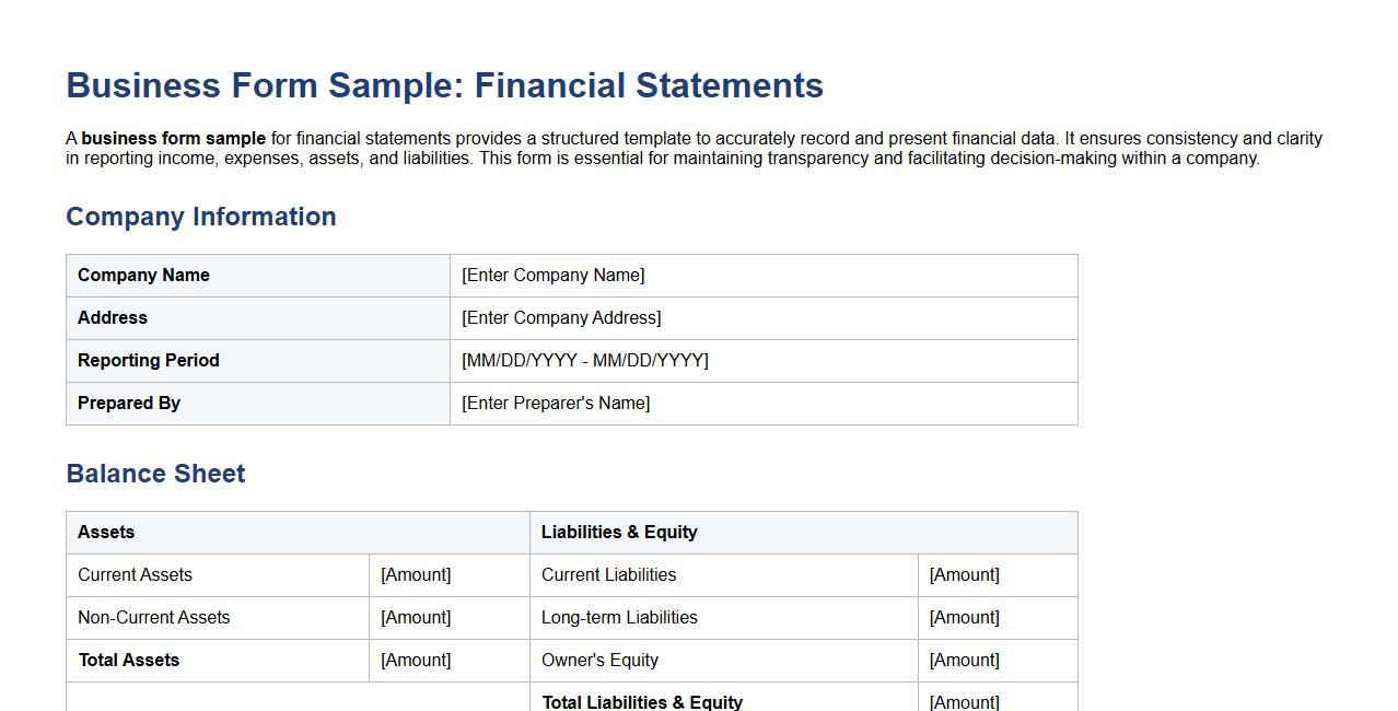 business form sample for financial statements image preview