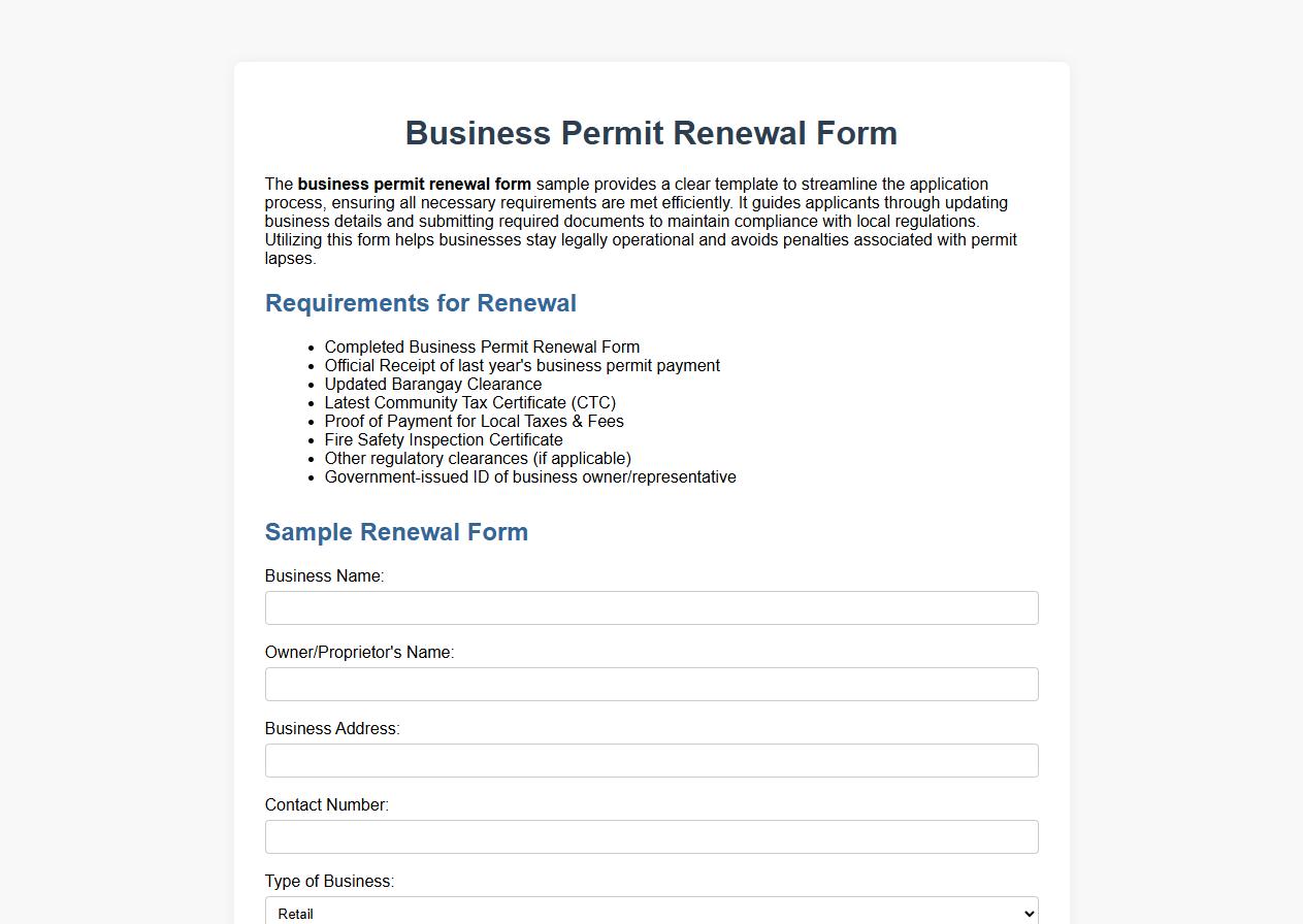 business permit renewal form sample with requirements image preview