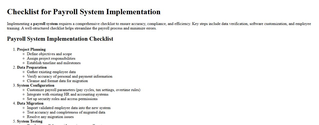 Checklist for payroll system implementation image preview