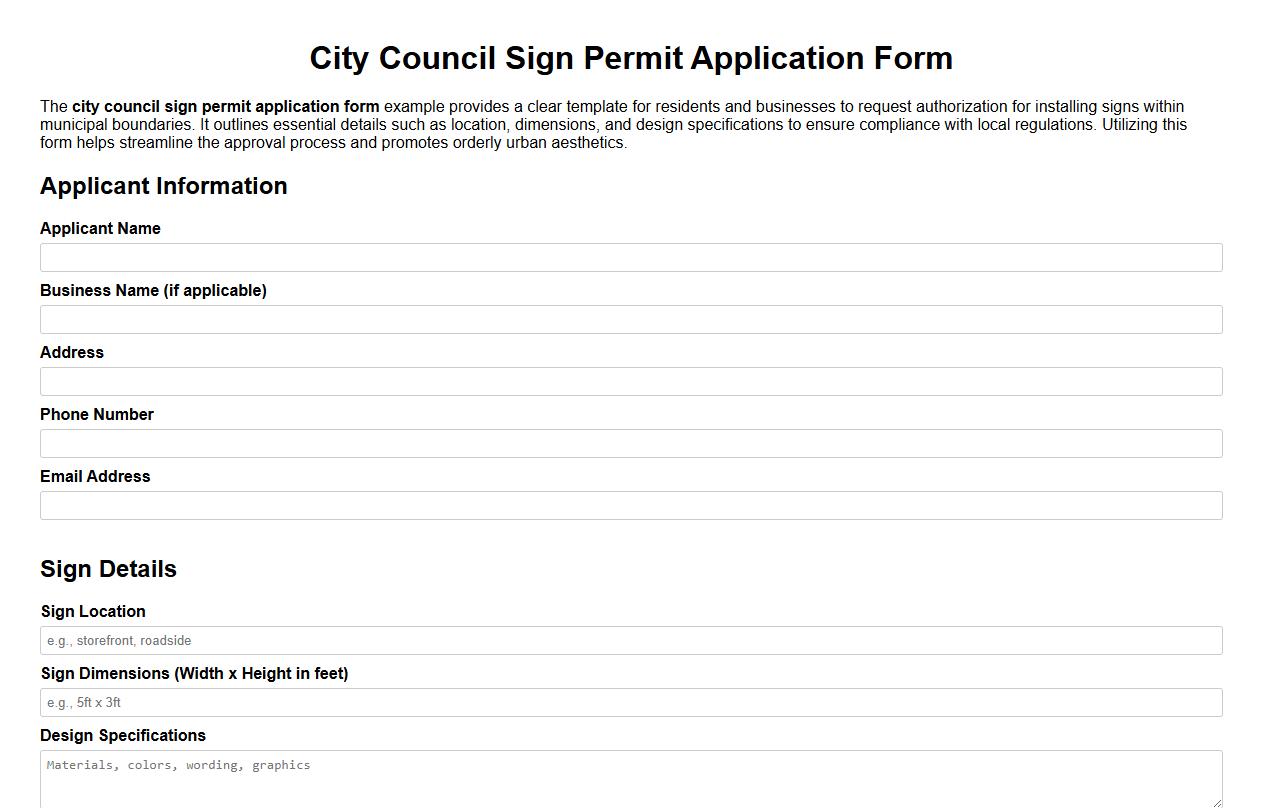 city council sign permit application form example image preview