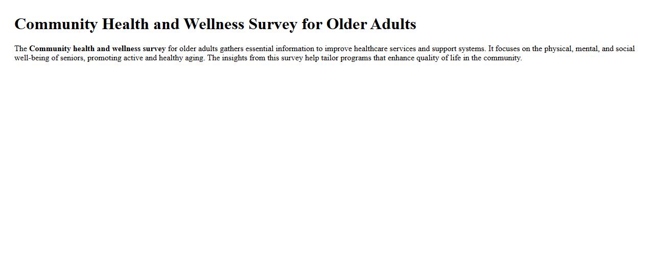 Community health and wellness survey for older adults image preview