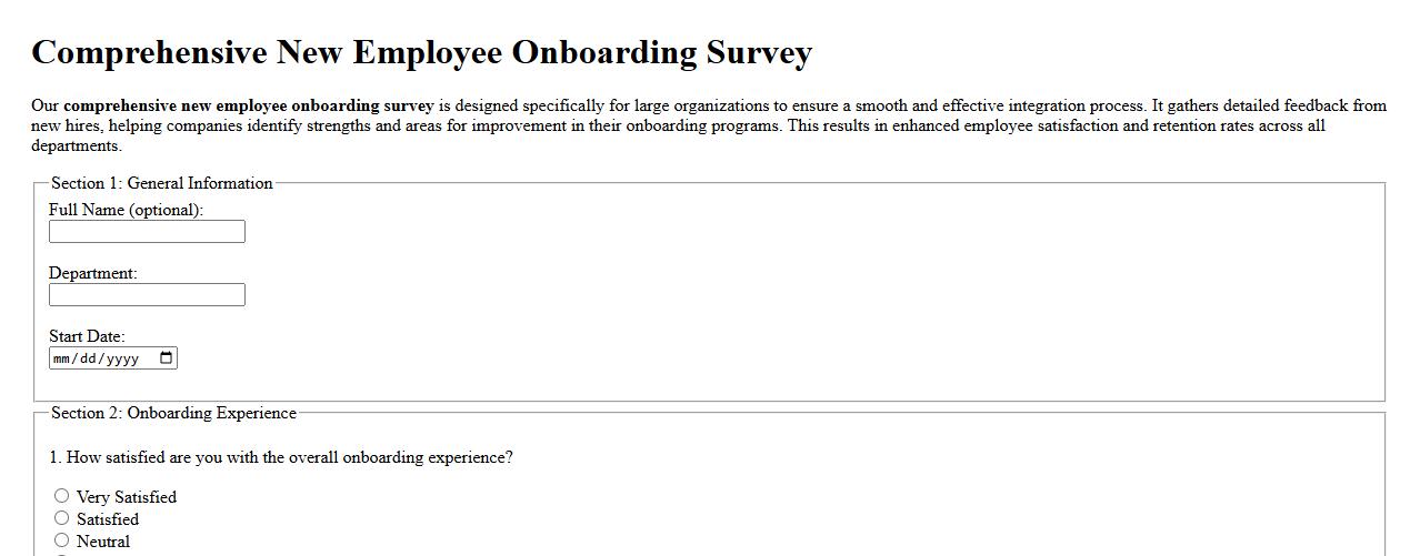 Comprehensive new employee onboarding survey for large organizations image preview