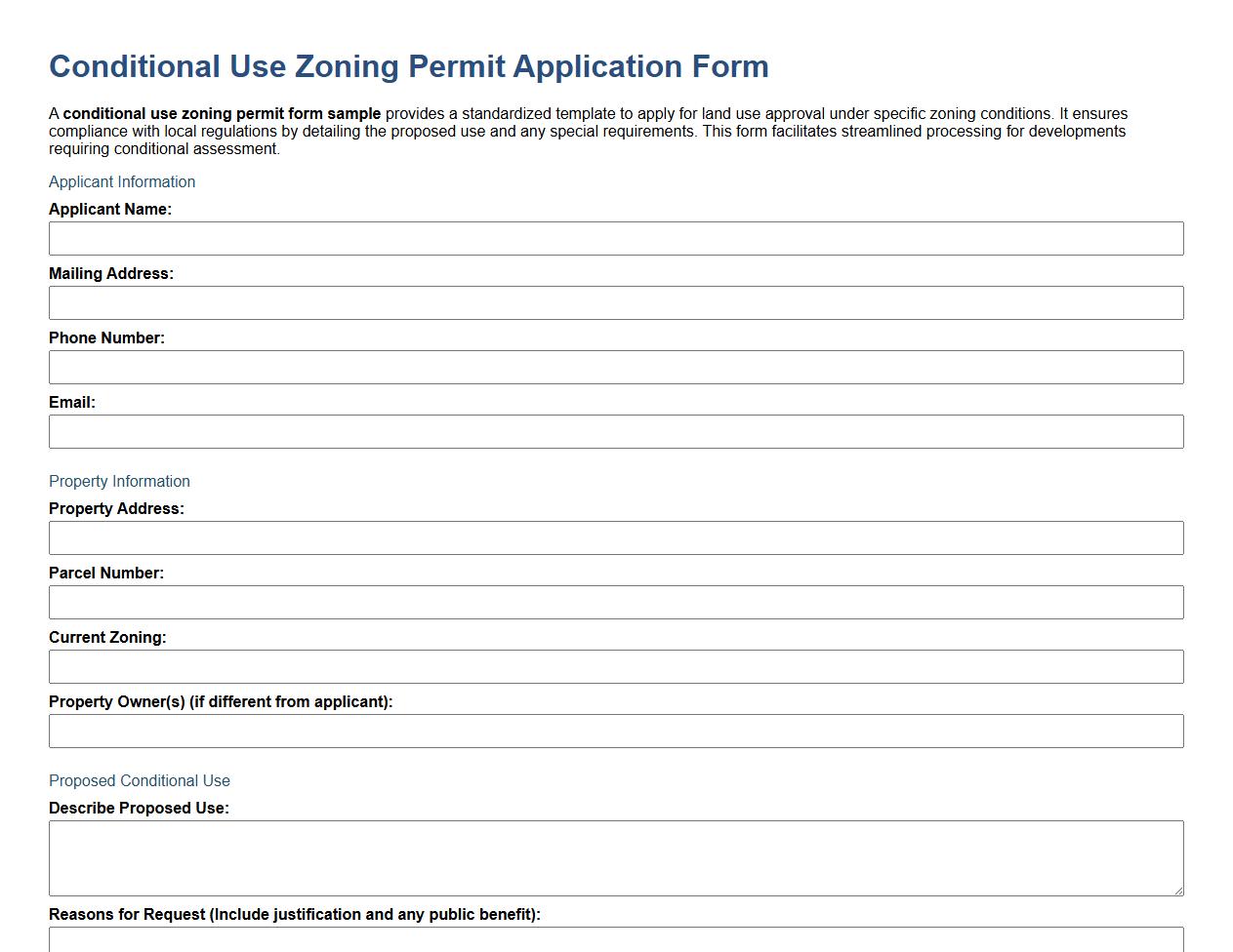 conditional use zoning permit form sample image preview