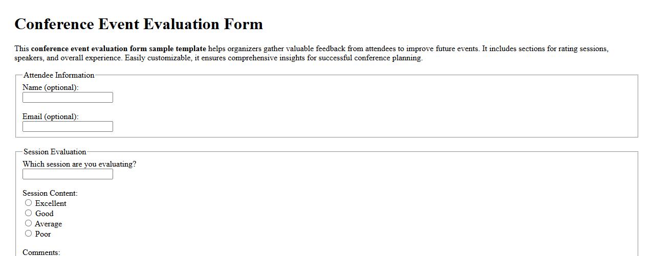 conference event evaluation form sample template image preview
