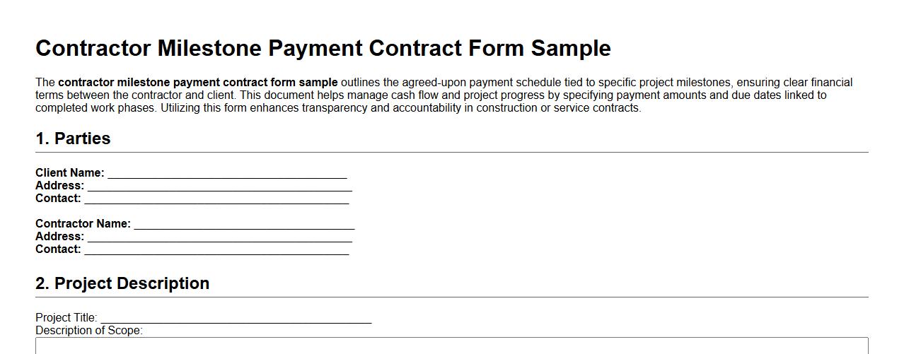 contractor milestone payment contract form sample image preview