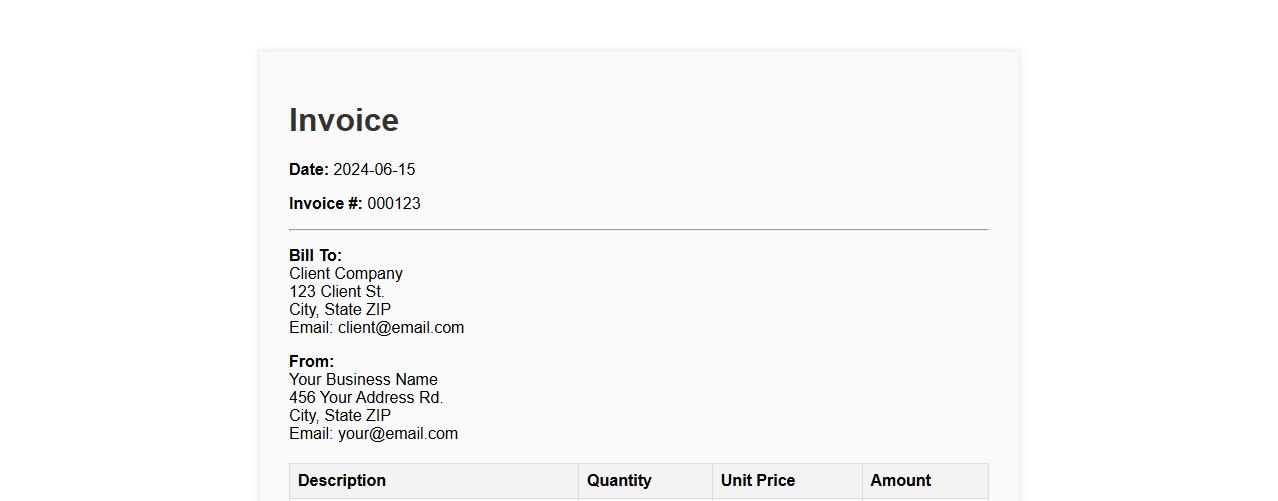 Custom invoice form sample including payment terms image preview
