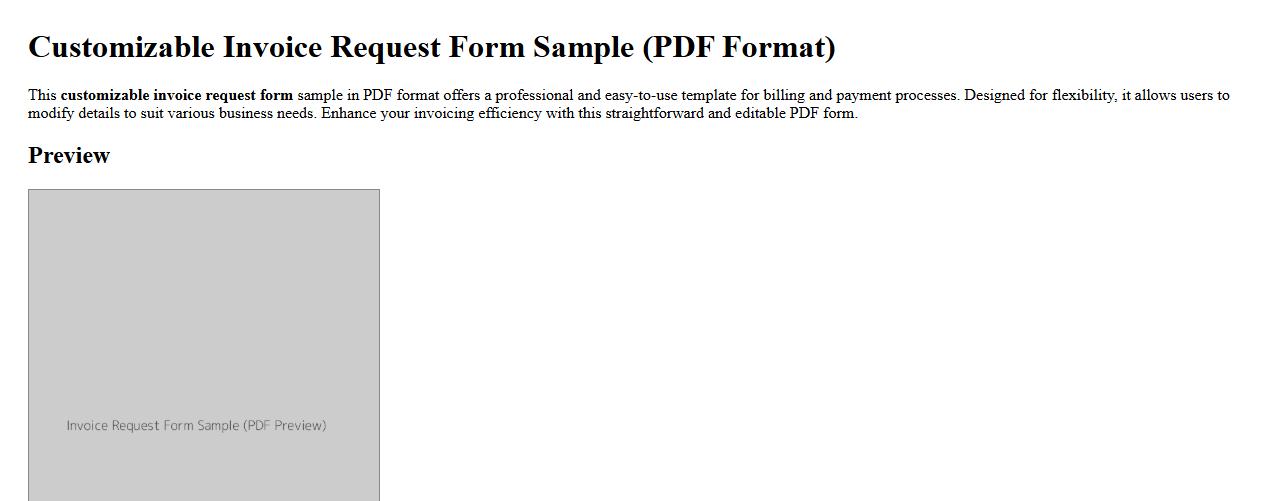 customizable invoice request form sample in PDF format image preview