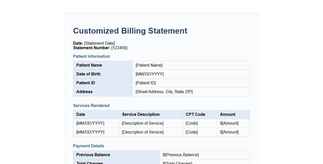 Customized billing statement template for medical offices image preview