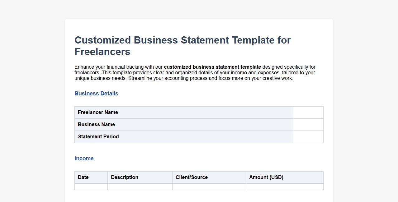 Customized business statement template for freelancers image preview