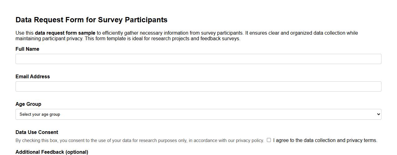 data request form sample for survey participants image preview