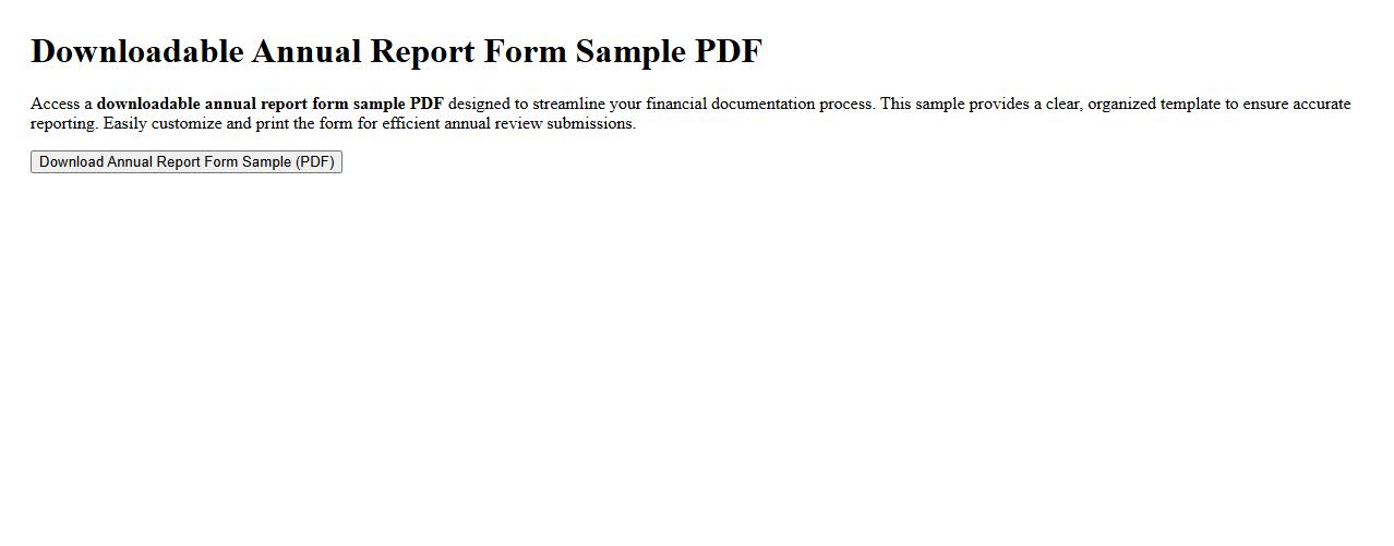 downloadable annual report form sample PDF image preview