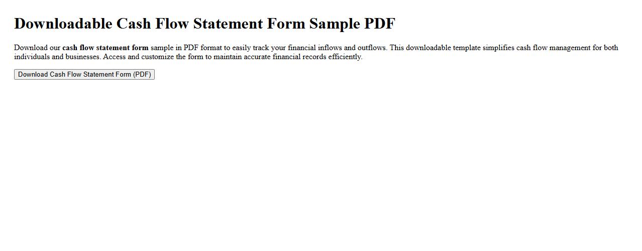 downloadable cash flow statement form sample PDF image preview