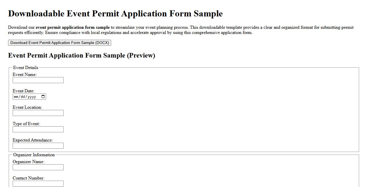 downloadable event permit application form sample image preview