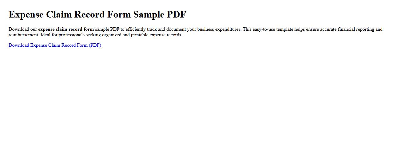 downloadable expense claim record form sample pdf image preview