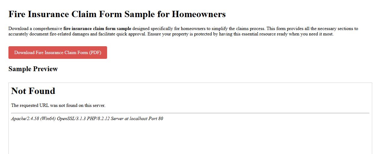 downloadable fire insurance claim form sample for homeowners image preview