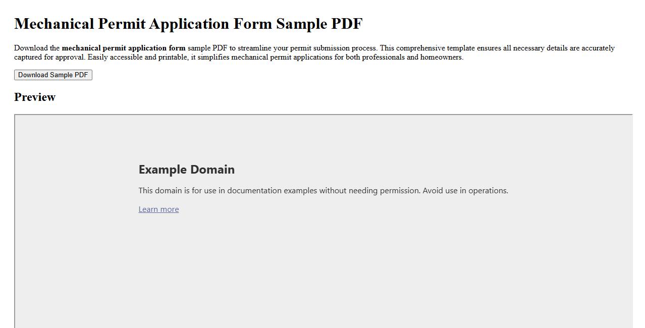 downloadable mechanical permit application form sample PDF image preview