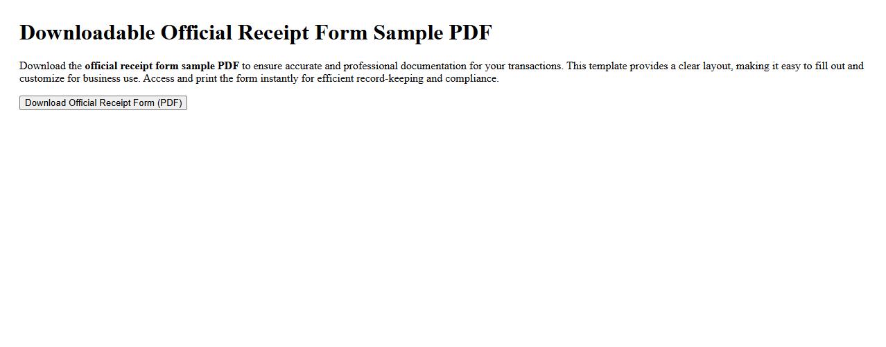 downloadable official receipt form sample PDF image preview