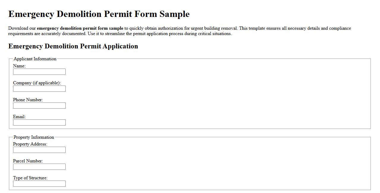 emergency demolition permit form sample image preview