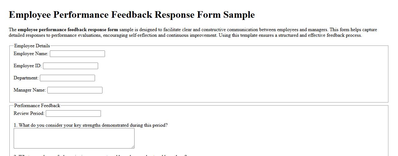 Employee performance feedback response form sample image preview