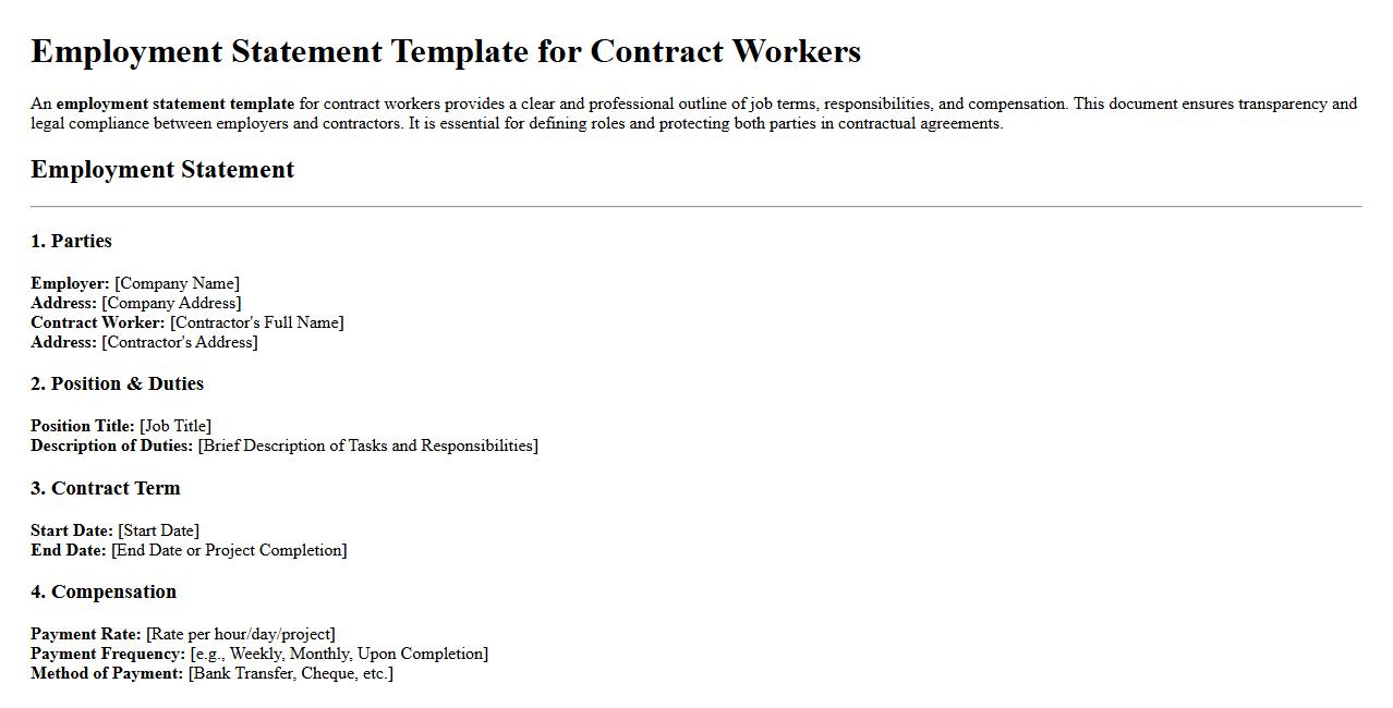 Employment statement template for contract workers image preview