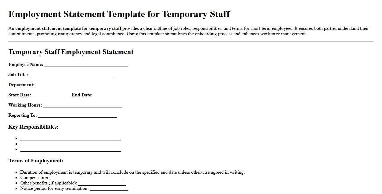 Employment statement template for temporary staff image preview