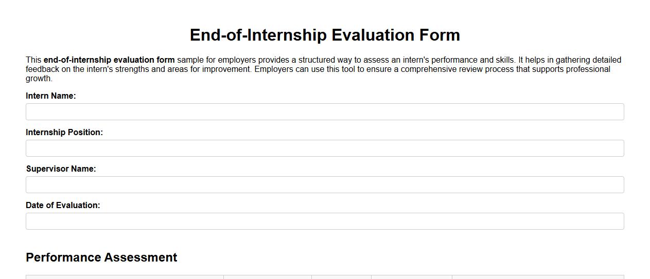 End-of-internship evaluation form sample for employers image preview