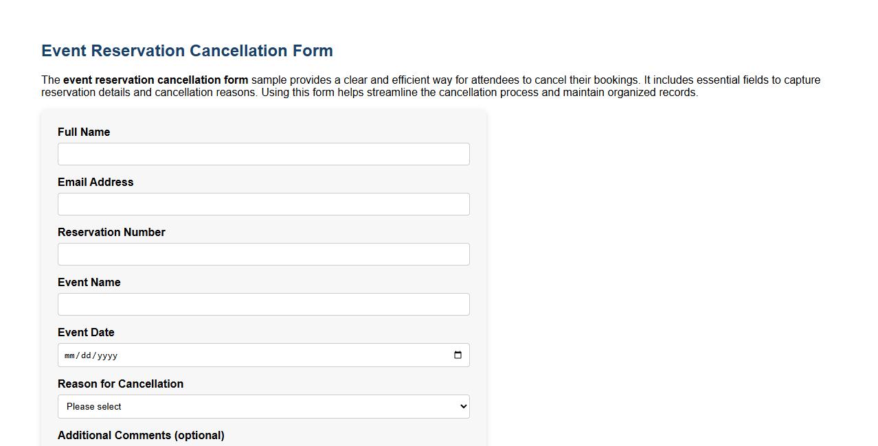 event reservation cancellation form sample image preview