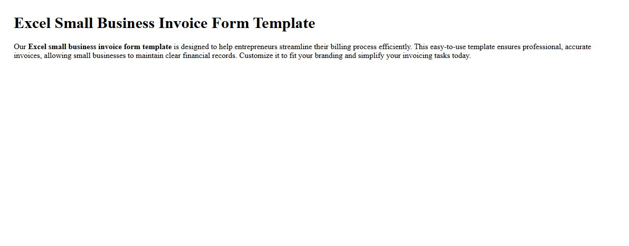 Excel small business invoice form template image preview