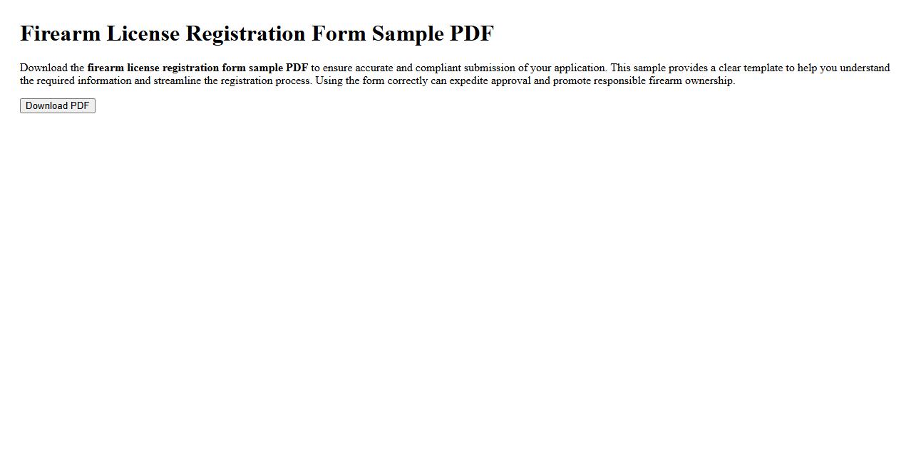 Firearm license registration form sample PDF image preview