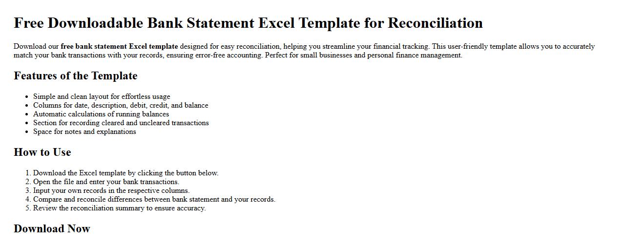 free downloadable bank statement excel template for reconciliation image preview