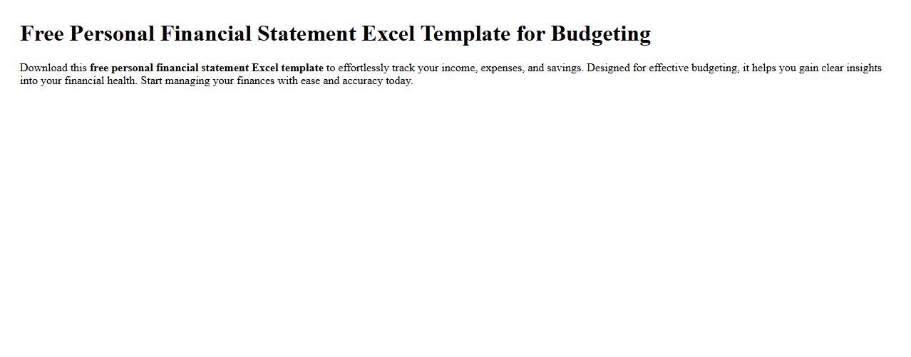 Free personal financial statement excel template for budgeting image preview
