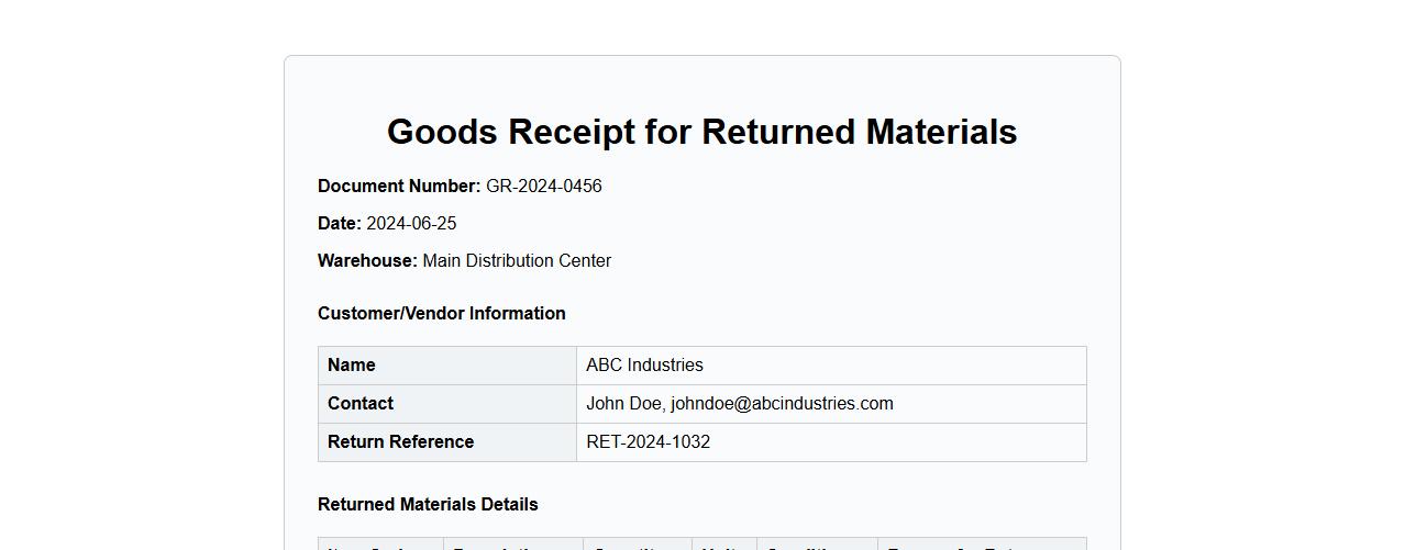 goods receipt for returned materials image preview