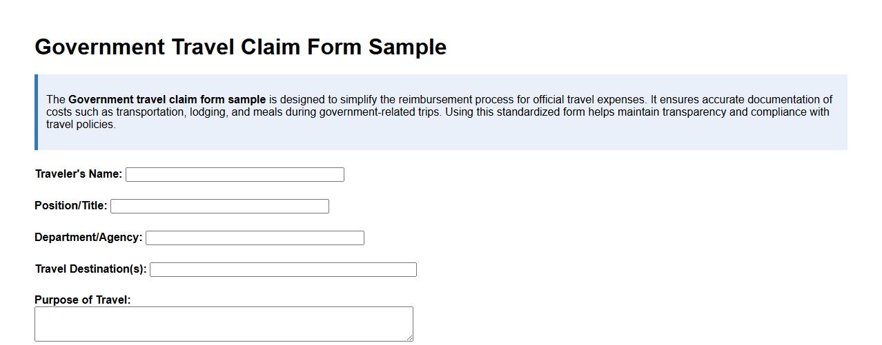Government travel claim form sample for official travel image preview
