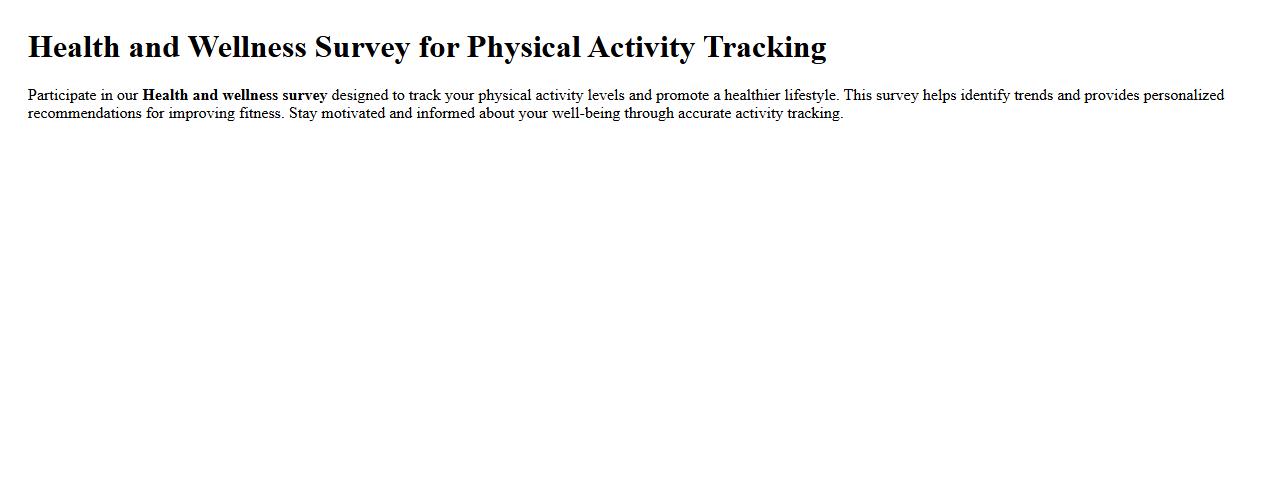 Health and wellness survey for physical activity tracking image preview