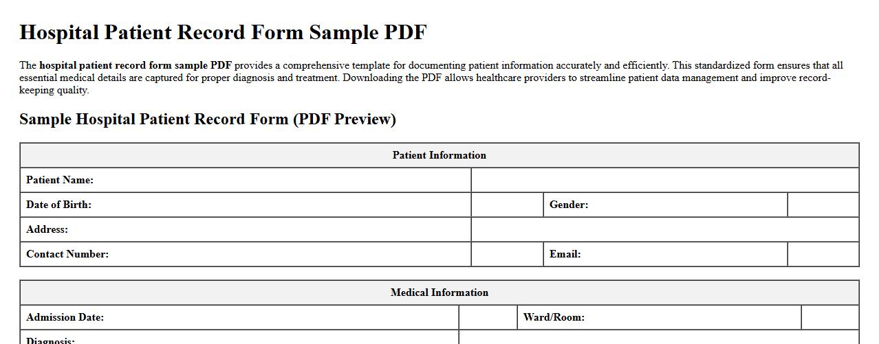 hospital patient record form sample PDF image preview