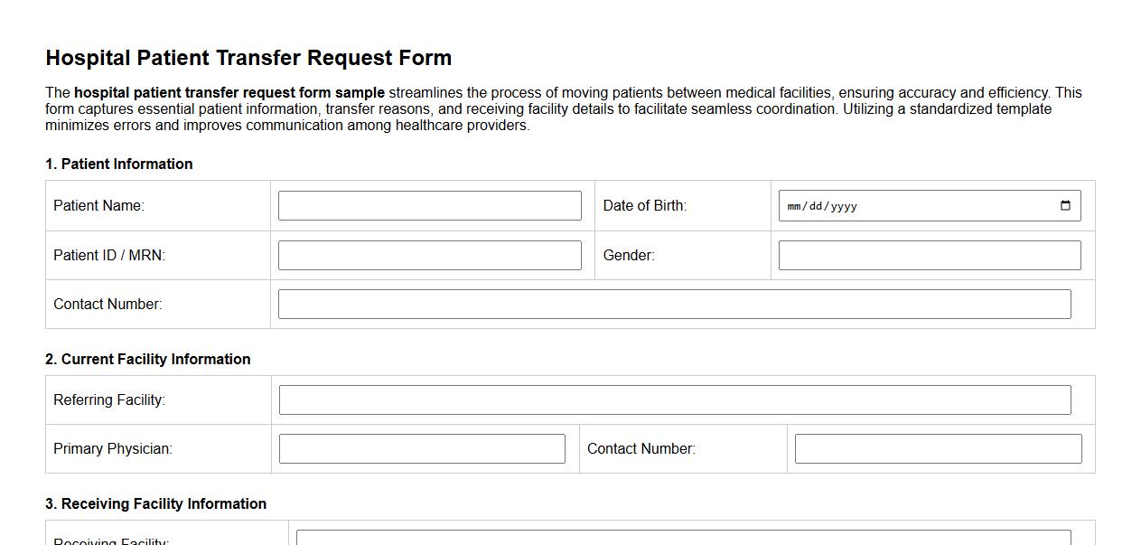 hospital patient transfer request form sample image preview