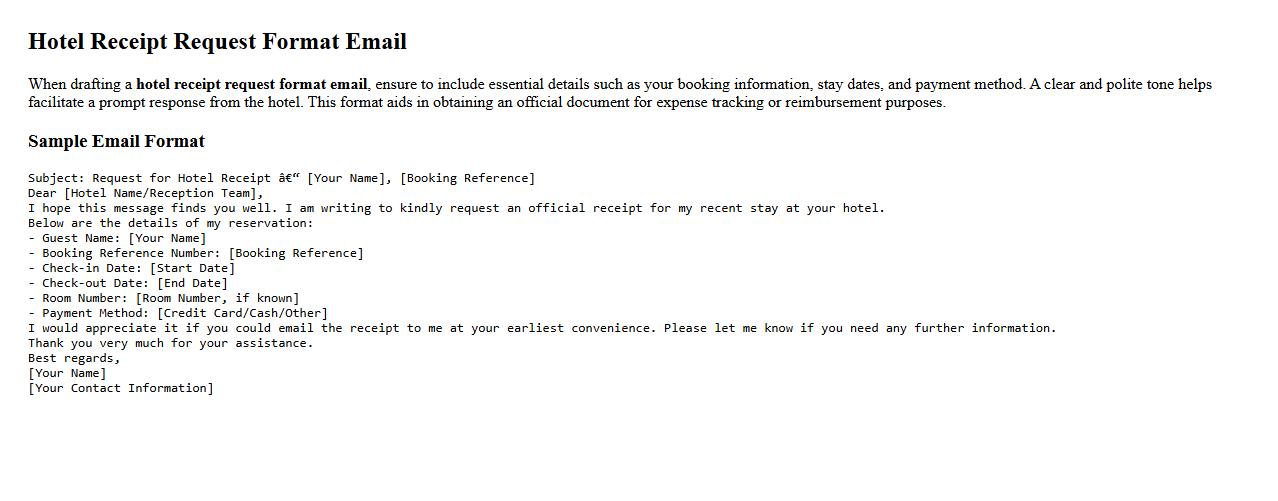 hotel receipt request format email image preview