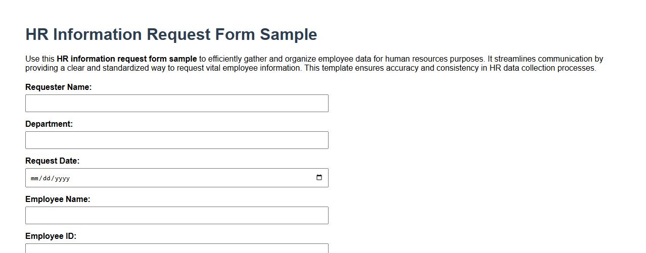 HR information request form sample image preview