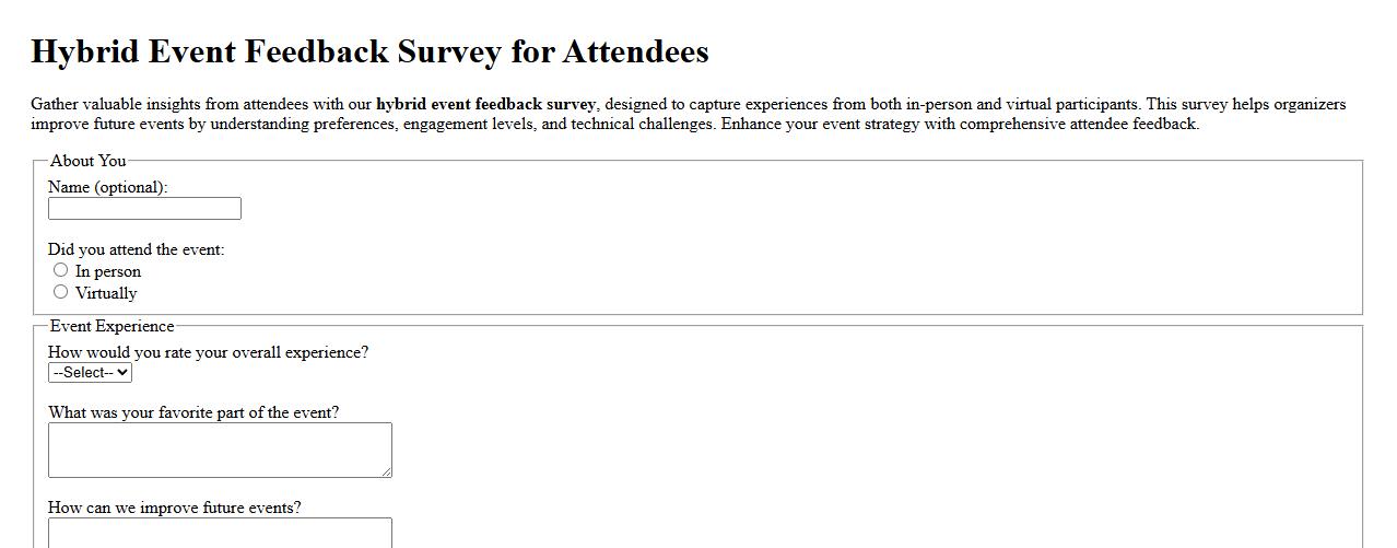 hybrid event feedback survey for attendees image preview