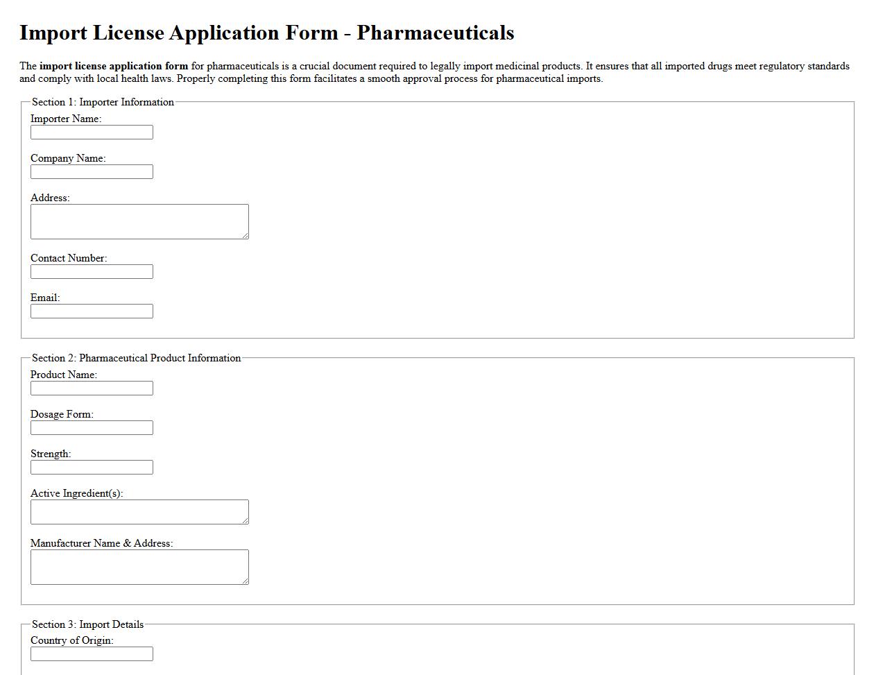 import license application form sample for pharmaceuticals image preview