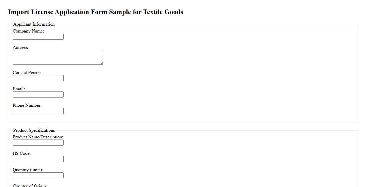 import license application form sample for textile goods image preview