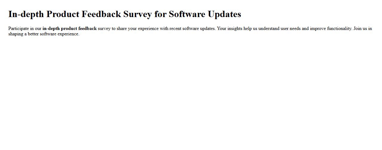 In-depth product feedback survey for software updates image preview