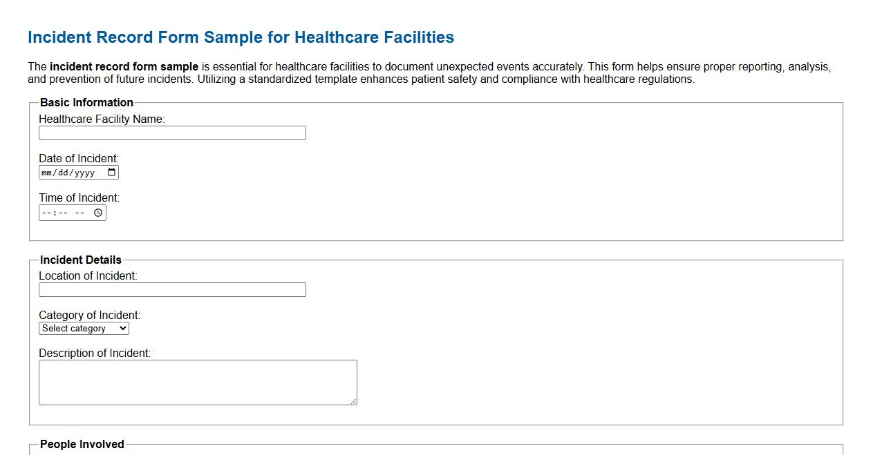 incident record form sample for healthcare facilities image preview
