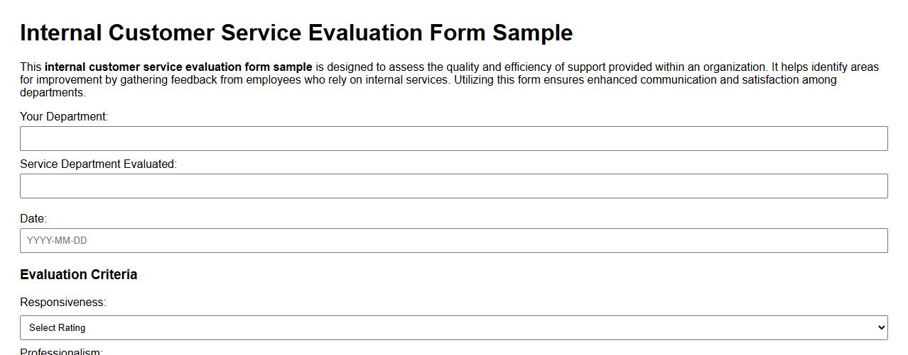 internal customer service evaluation form sample image preview
