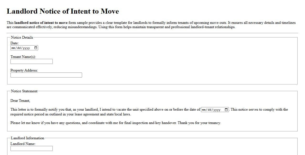 landlord notice of intent to move form sample image preview