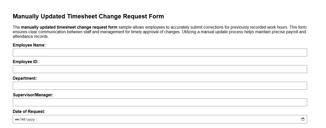 manually updated timesheet change request form sample image preview
