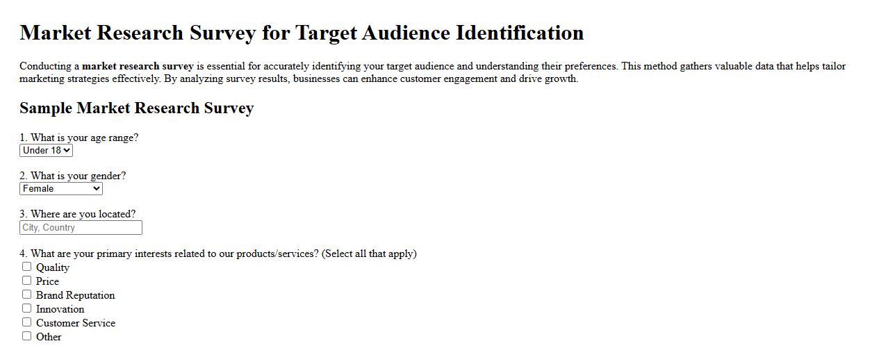 Market research survey for target audience identification image preview