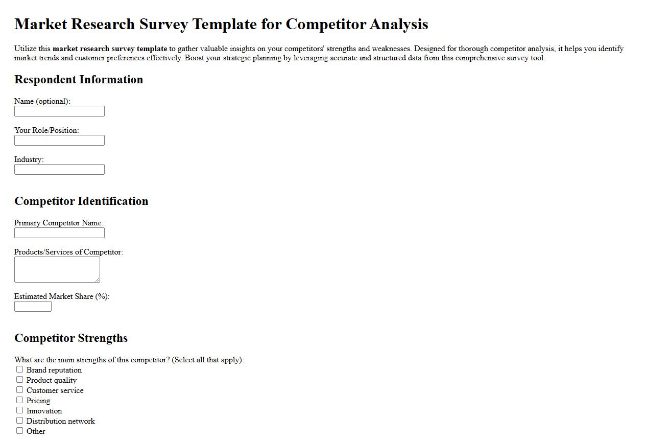 Market research survey template for competitor analysis image preview